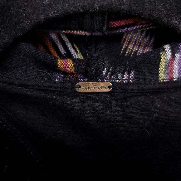 Free People Hooded Jacket The Ikat Parka Black Unlined Size Small Oversized - Picture 6 of 15